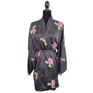 Vintage Victorias Secret Satin Embroidered Kimono Robe - One Size